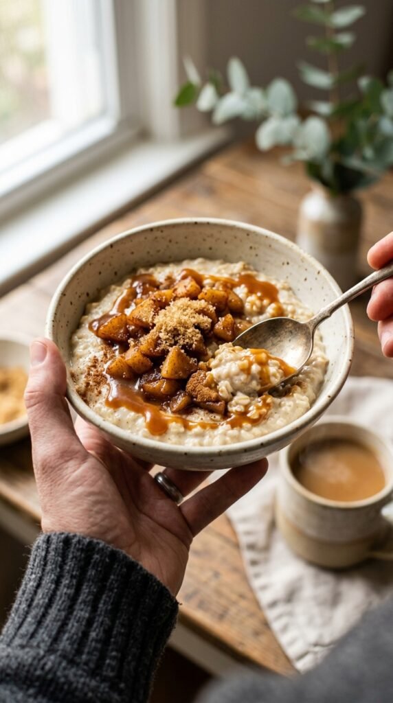 Creamy Vanilla Porridge with Brown Sugar Apples