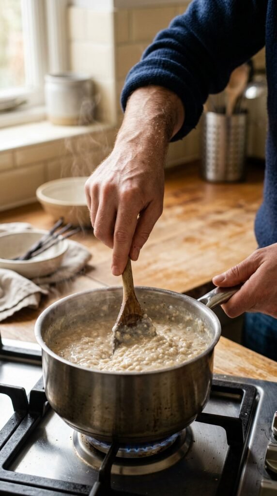 Creamy Vanilla Porridge with Brown Sugar Apples