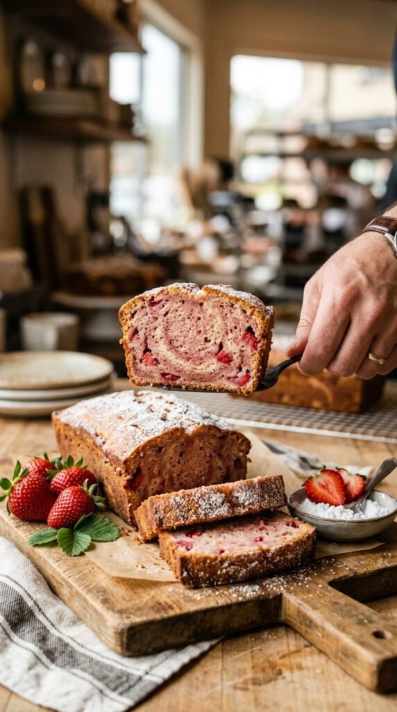 Homemade Strawberry Cream Cheese Pound Cake with Fresh Strawberries