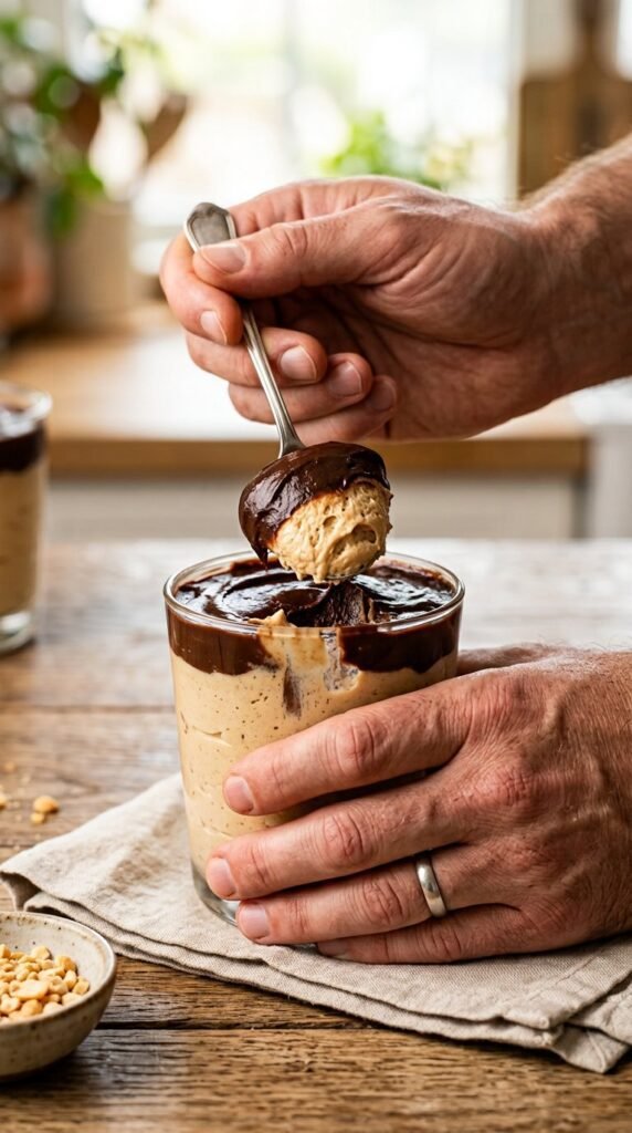 Peanut Butter Mousse with Chocolate Ganache