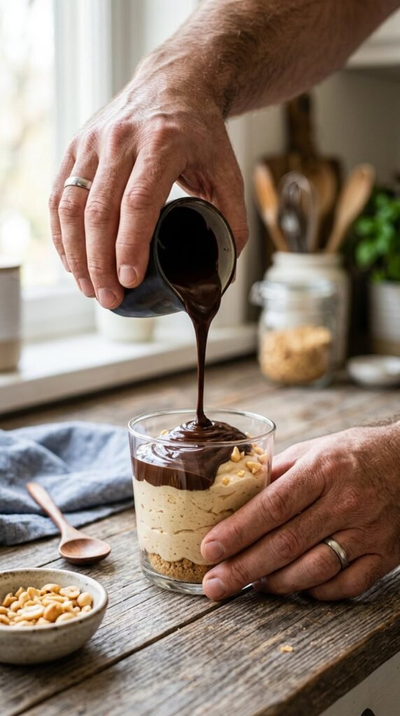 Peanut Butter Mousse with Chocolate Ganache