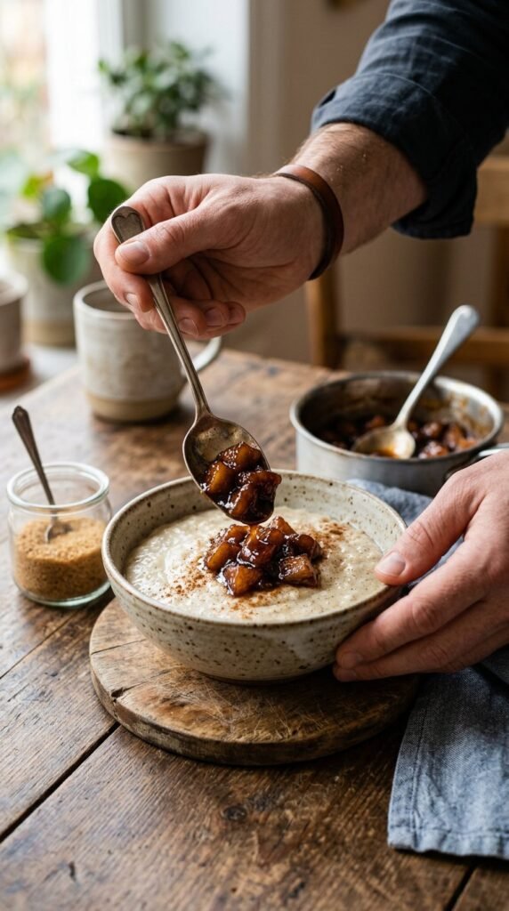 Creamy Vanilla Porridge with Brown Sugar Apples