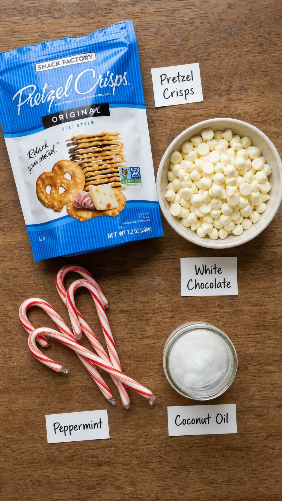 White Chocolate Peppermint Pretzel Crisps
