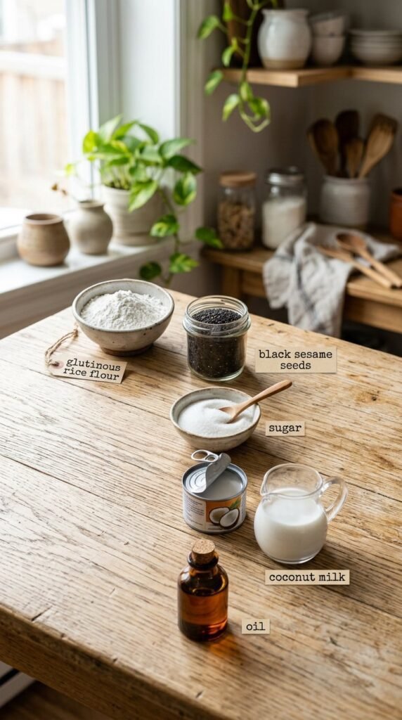 Sweet Black Sesame Glutinous Rice Cakes