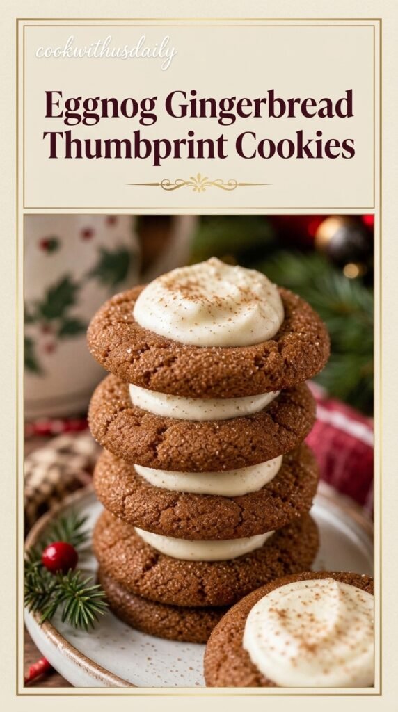 Eggnog Gingerbread Thumbprint Cookies