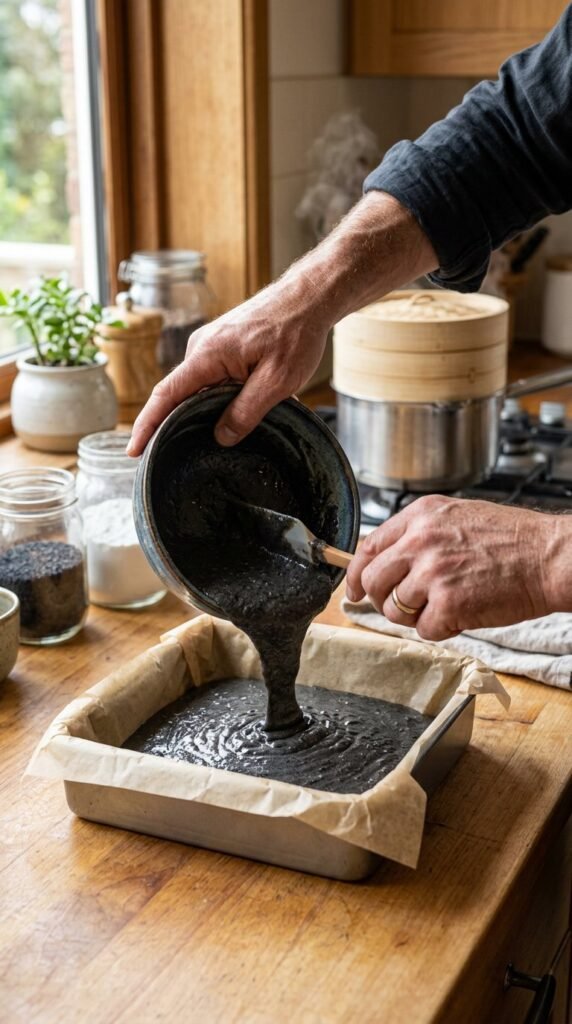 Sweet Black Sesame Glutinous Rice Cakes