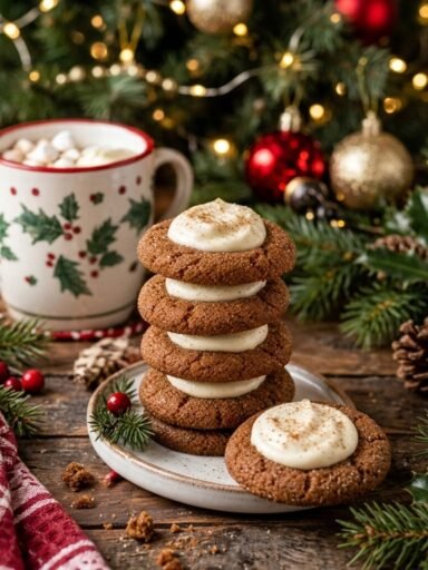 Eggnog Gingerbread Thumbprint Cookies
