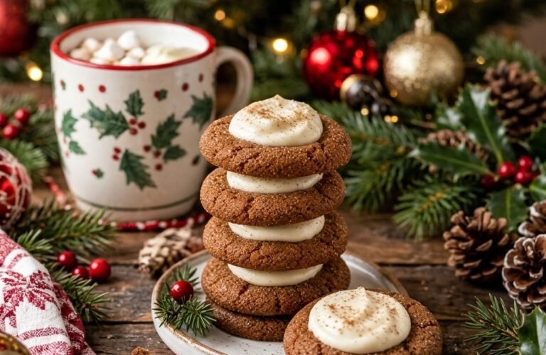 Eggnog Gingerbread Thumbprint Cookies
