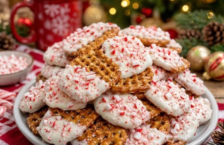 White Chocolate Peppermint Pretzel Crisps