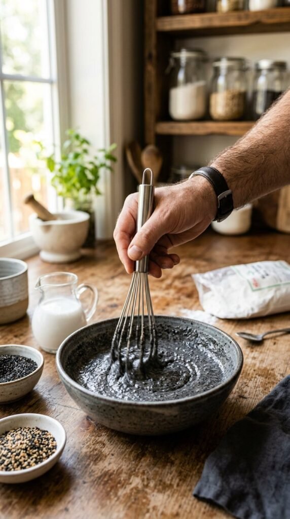 Sweet Black Sesame Glutinous Rice Cakes