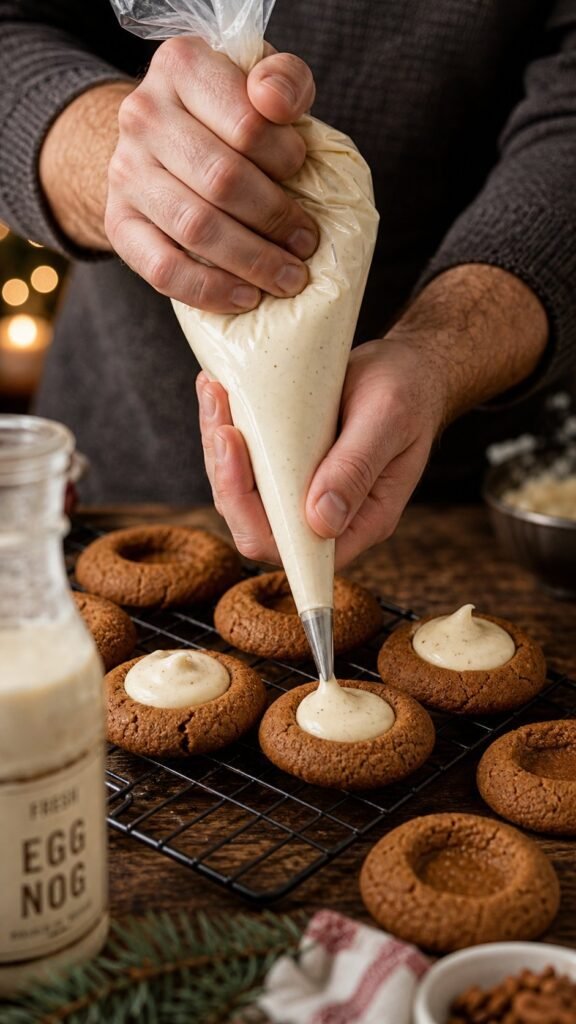 Eggnog Gingerbread Thumbprint Cookies